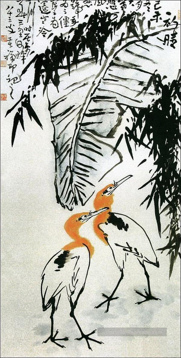 Li kuchan oiseaux sous l’arbre de la bière traditionnelle Peintures à l'huile